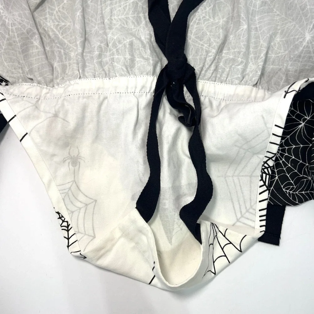 Hocus Pocus Cotton Apron Witchy Halloween Spider Web Witch Hat Cook Black White